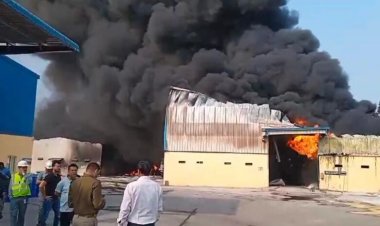 BREAKING: पेंट फैक्ट्री में लगी भीषण आग, रुक-रुक कर हो रहे ब्लास्ट