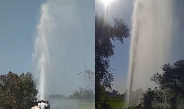 जमीन से निकली 100 फीट ऊंची पानी की धार, अनोखा नजारा देखने उमड़ी लोगों की भीड़, आप बी देखें हैरान कर देने वाला वीडियो