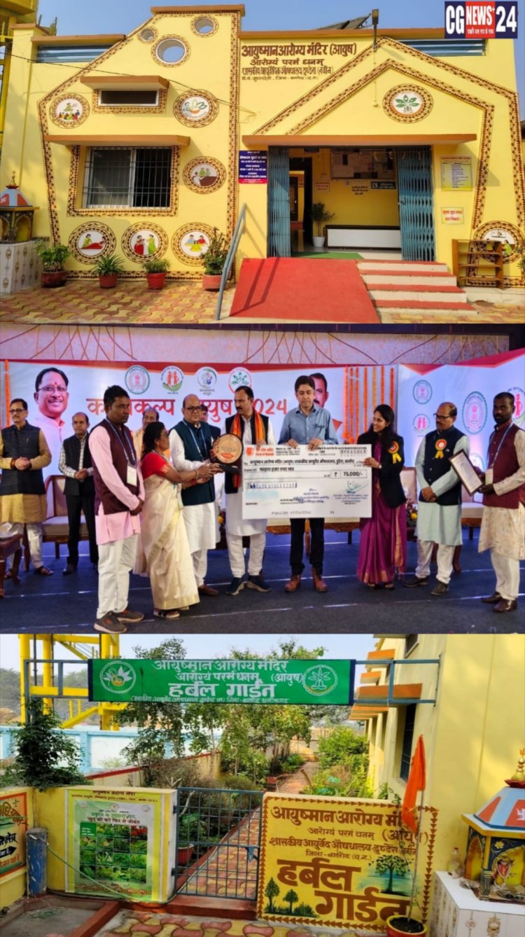 कायाकल्प आयुष 2024: जिले के शासकीय आयुर्वेद औषधालय डुंडेरा ने दुर्ग संभाग में हासिल किया प्रथम स्थान 