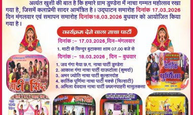 *जिला स्तरीय नाचा गम्मत कार्यक्रम का 17 मार्च को ग्राम डुडेरा में किया जाएगा आयोजन*