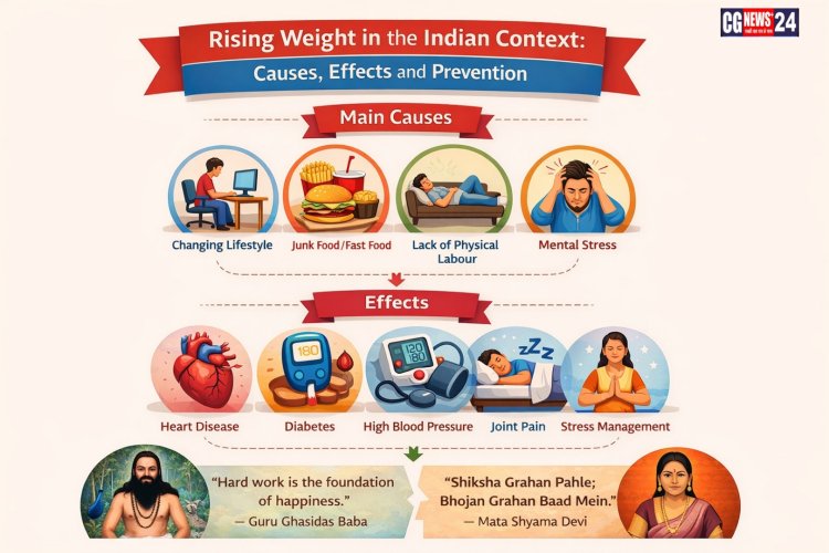 भारतीय परिप्रेक्ष्य में बढ़ते वजन के कारण, दुष्प्रभाव और रोकथाम के उपाय”
