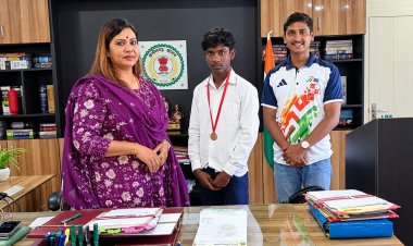 *तीरंदाजी खेल के खिलाड़ी भावेश, कुर्सीटिकून निवासी कि जिला कलेक्टर से की सराहना**