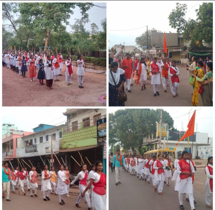 दुर्गावाहिनी की बेटियों ने किया नगर में पथ संचलन भव्य स्वागत हुआ, तीन दिवसीय बालिका आत्मरक्षा शिविर का आज हुआ समापन,100 छात्राये शामिल हुई