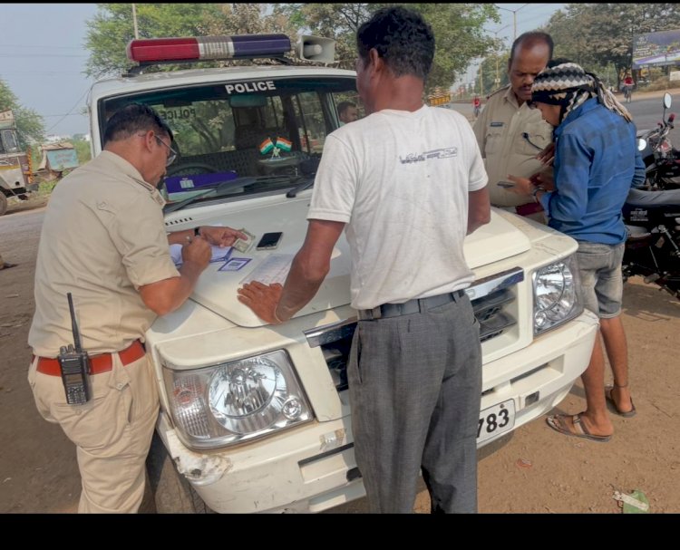 यातायात पुलिस की 86 वाहनों चालकों पर कार्यवाही कर 31000/- रूपये वसूला जुर्माना 